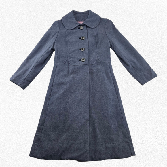 Vintage 1950s Gray Wool Princess Coat Gray Peter Pan Collar Overcoat Size XS - Picture 3 of 10